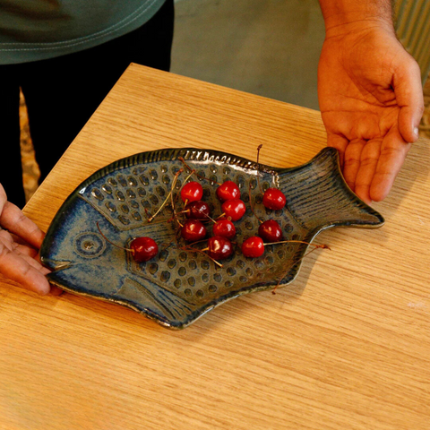 Ceramic Plates Fish Shape Serving Plates (Set of 2)