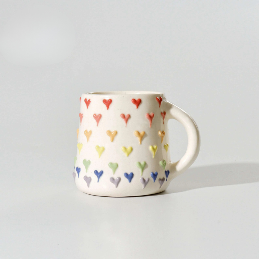 Ceramic Mugs Multicolour Hearts (Pack of 2)