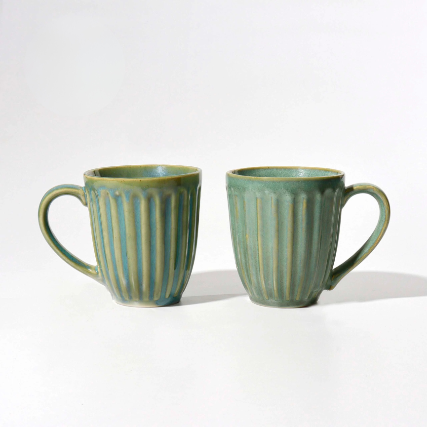 Olive Green Ceramic Mugs (Pack of 2)