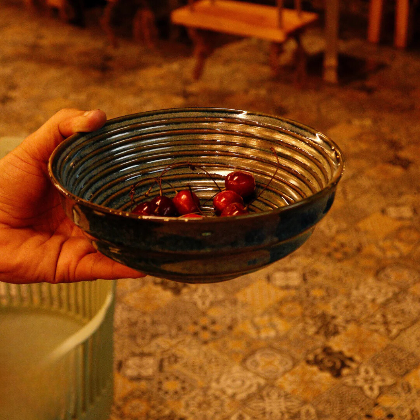 Ceramic Antique Blue Serving Bowl (Microwave, Dishwasher Safe)