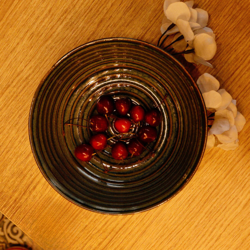 Ceramic Antique Blue Serving Bowl (Microwave, Dishwasher Safe)