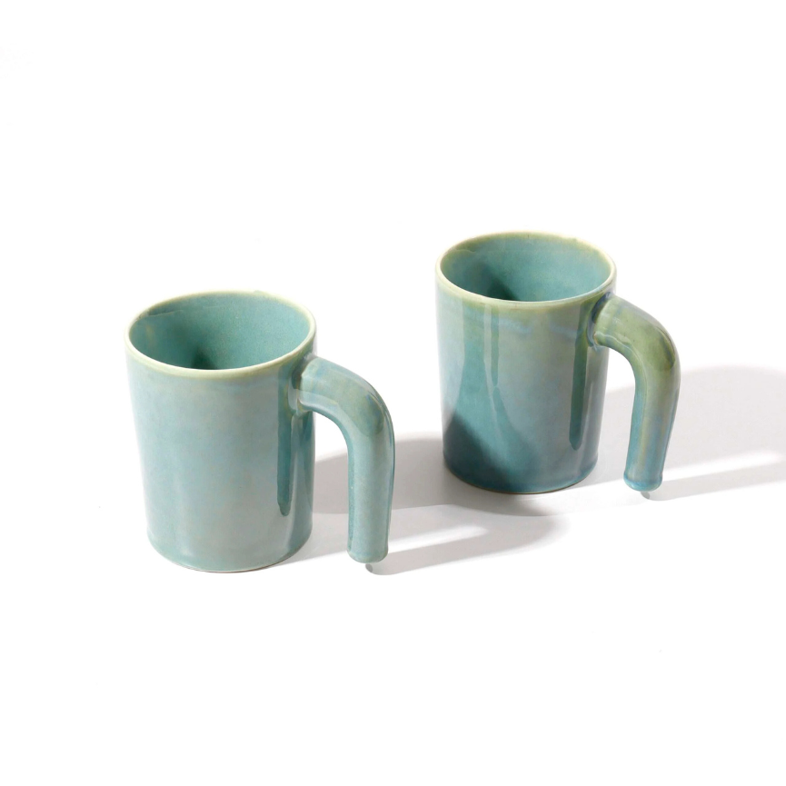 Light Green Fancy Ceramic Mugs (Pack of 2)