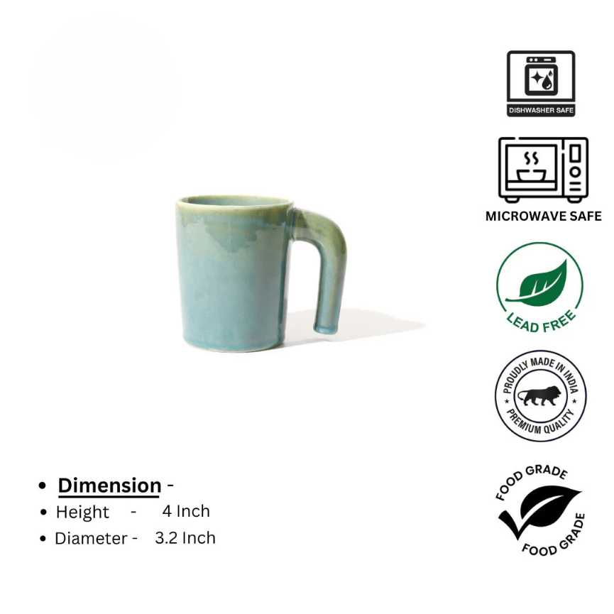 Light Green Fancy Ceramic Mugs (Pack of 2)