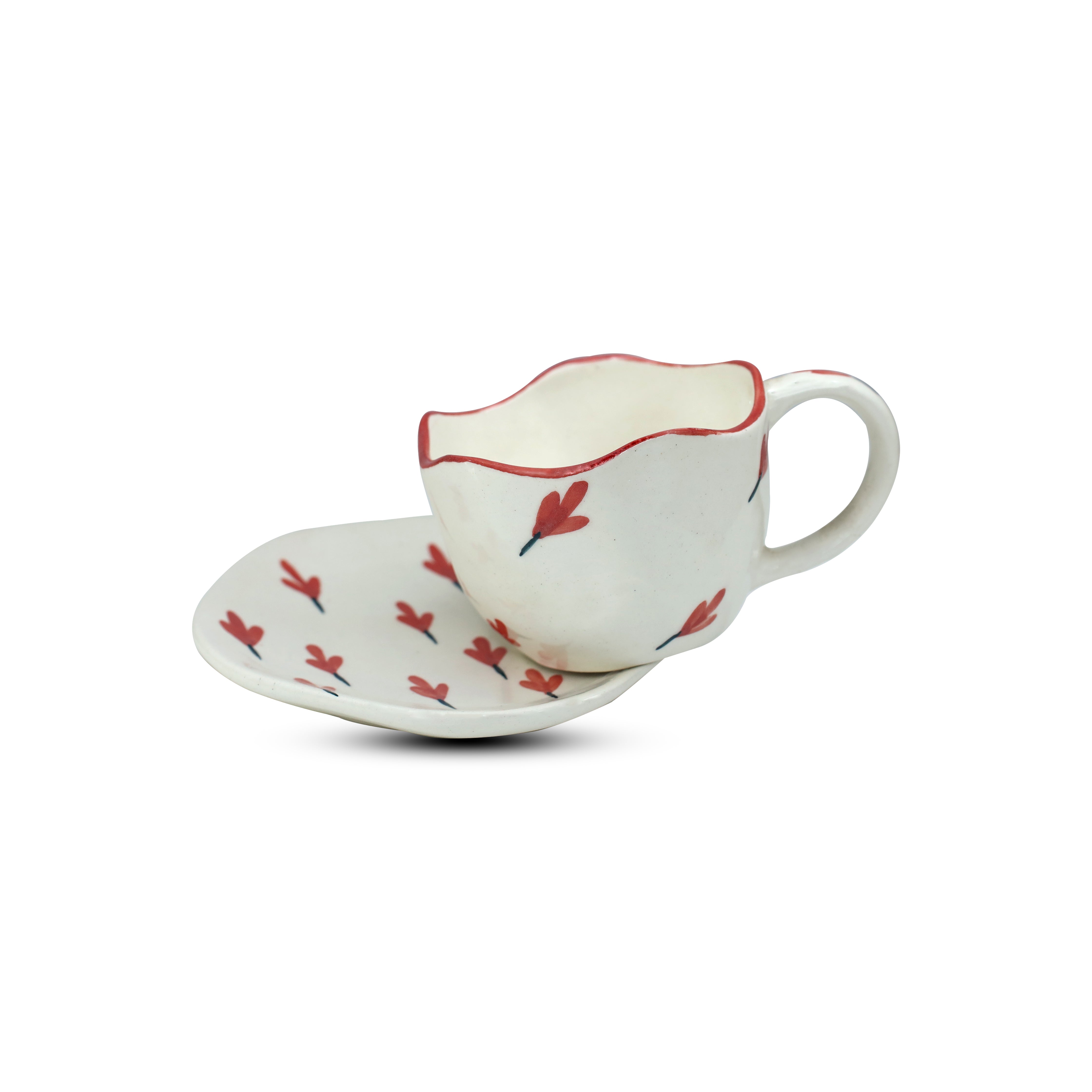 Speckled Ceramic Coffee Mug & Saucer Set