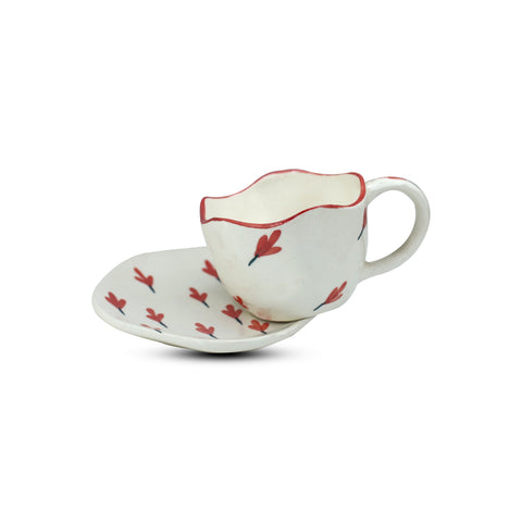 Speckled Ceramic Coffee Mug & Saucer Set