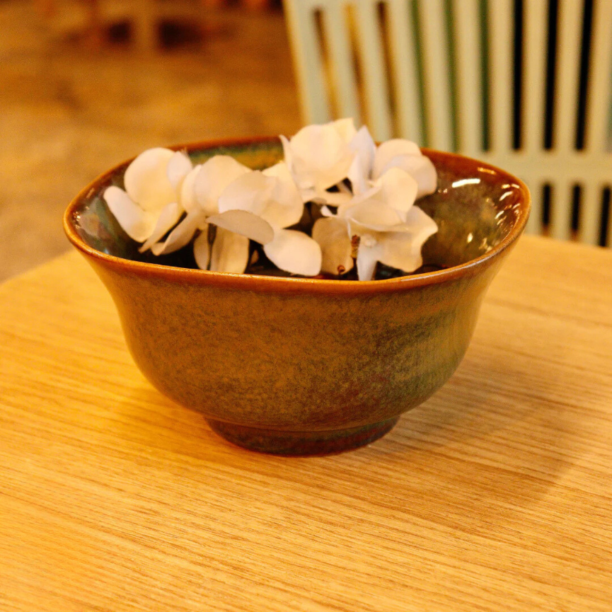 Ceramic Green Serving Bowl (Microwave, Dishwasher Safe)