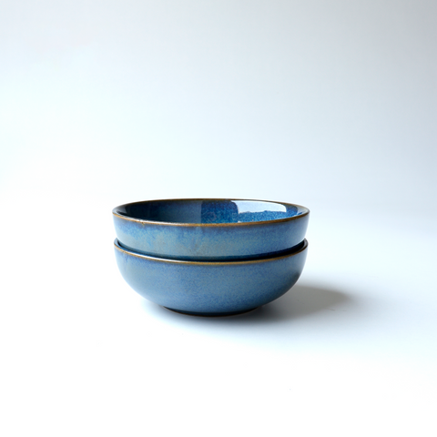 Antique Blue Ceramic Serving Bowl, (Pack of 2)