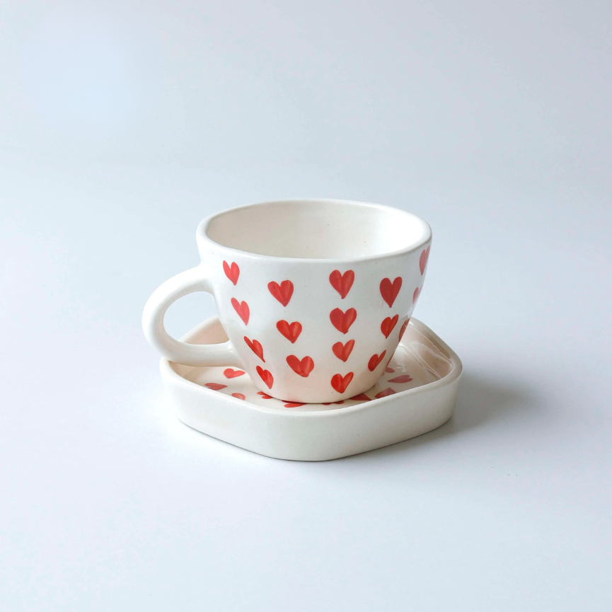 Unique Ceramic Mug and Saucer Set