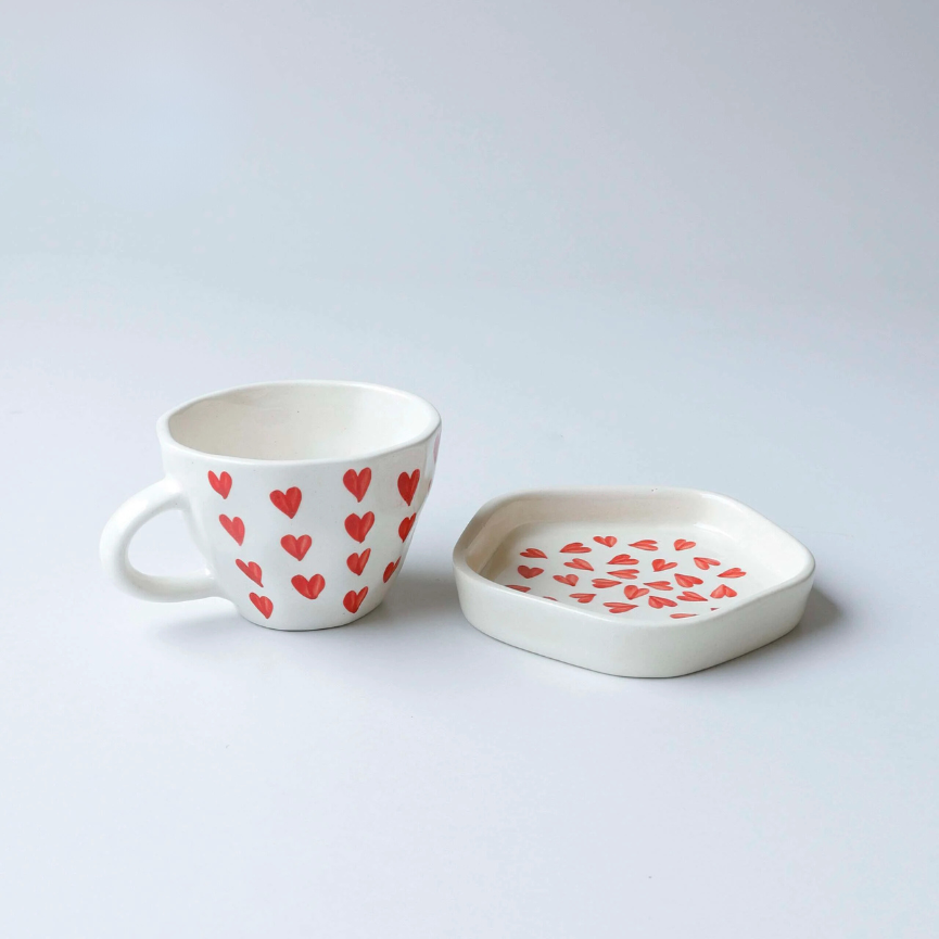 Unique Ceramic Mug and Saucer Set