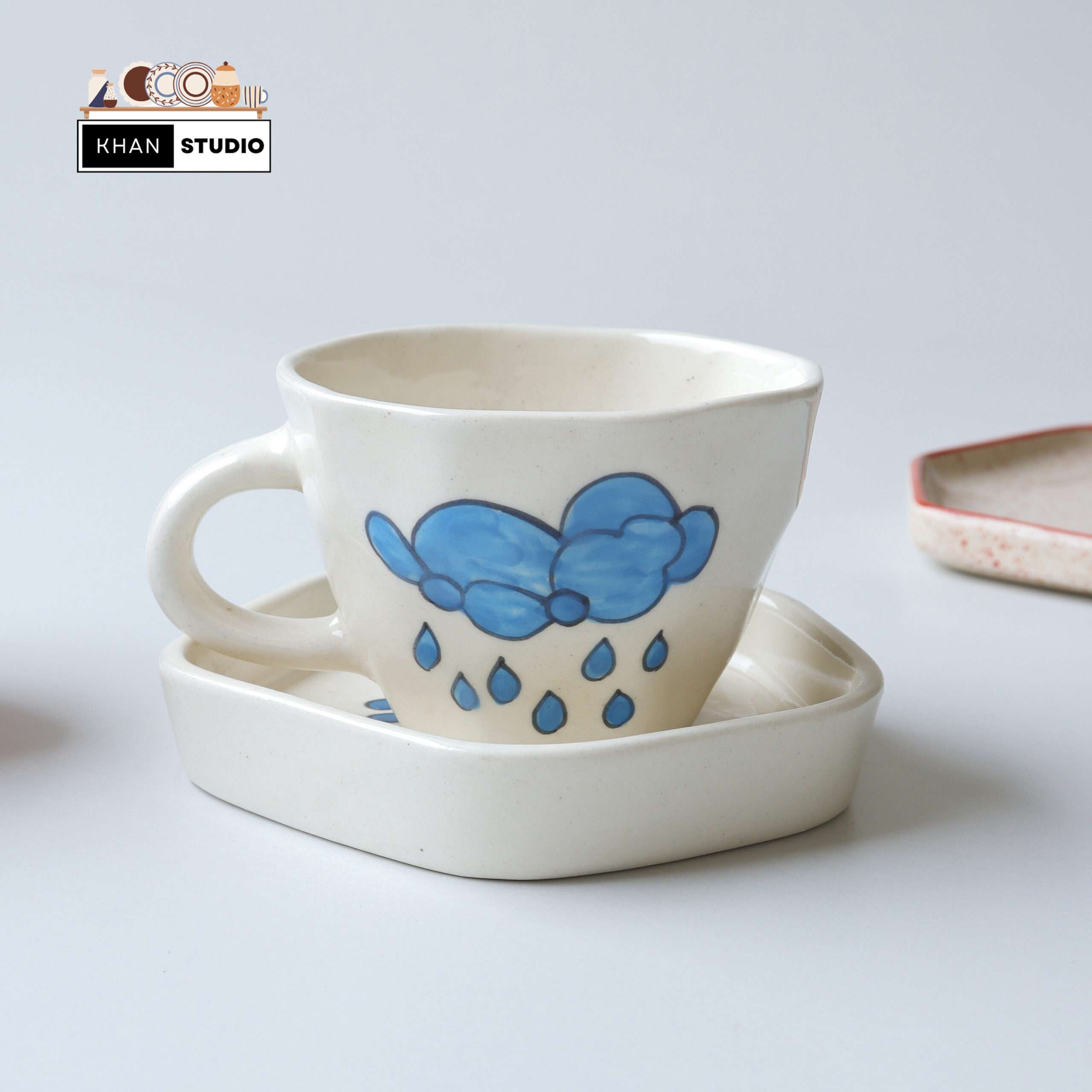 Ceramic Mugs & Saucers Set