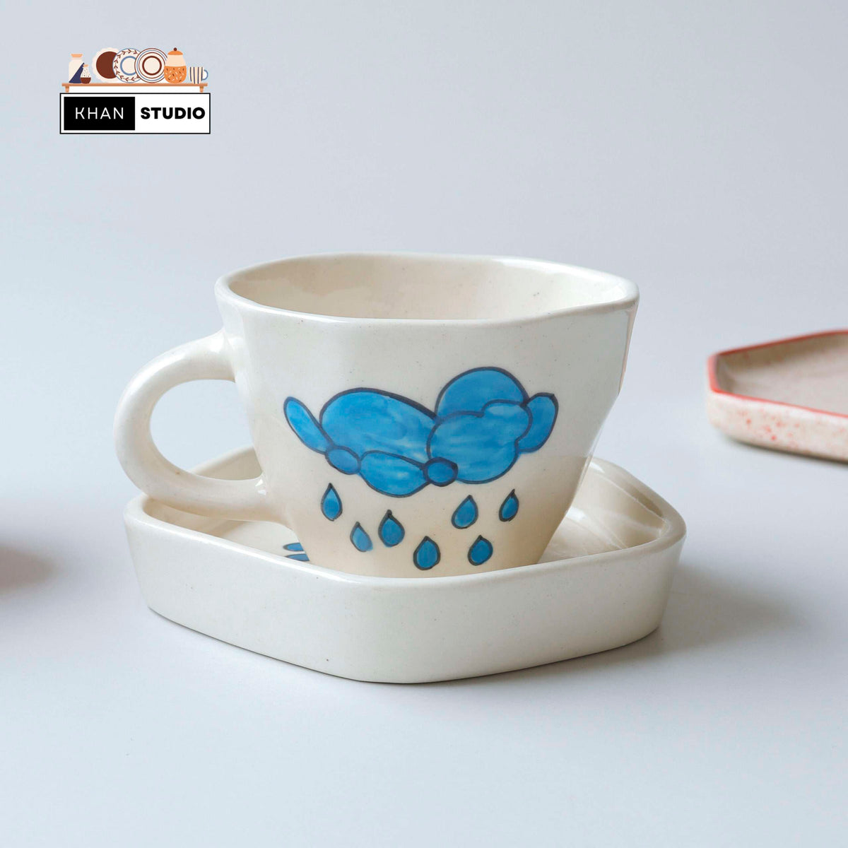 Ceramic Mugs & Saucers Set