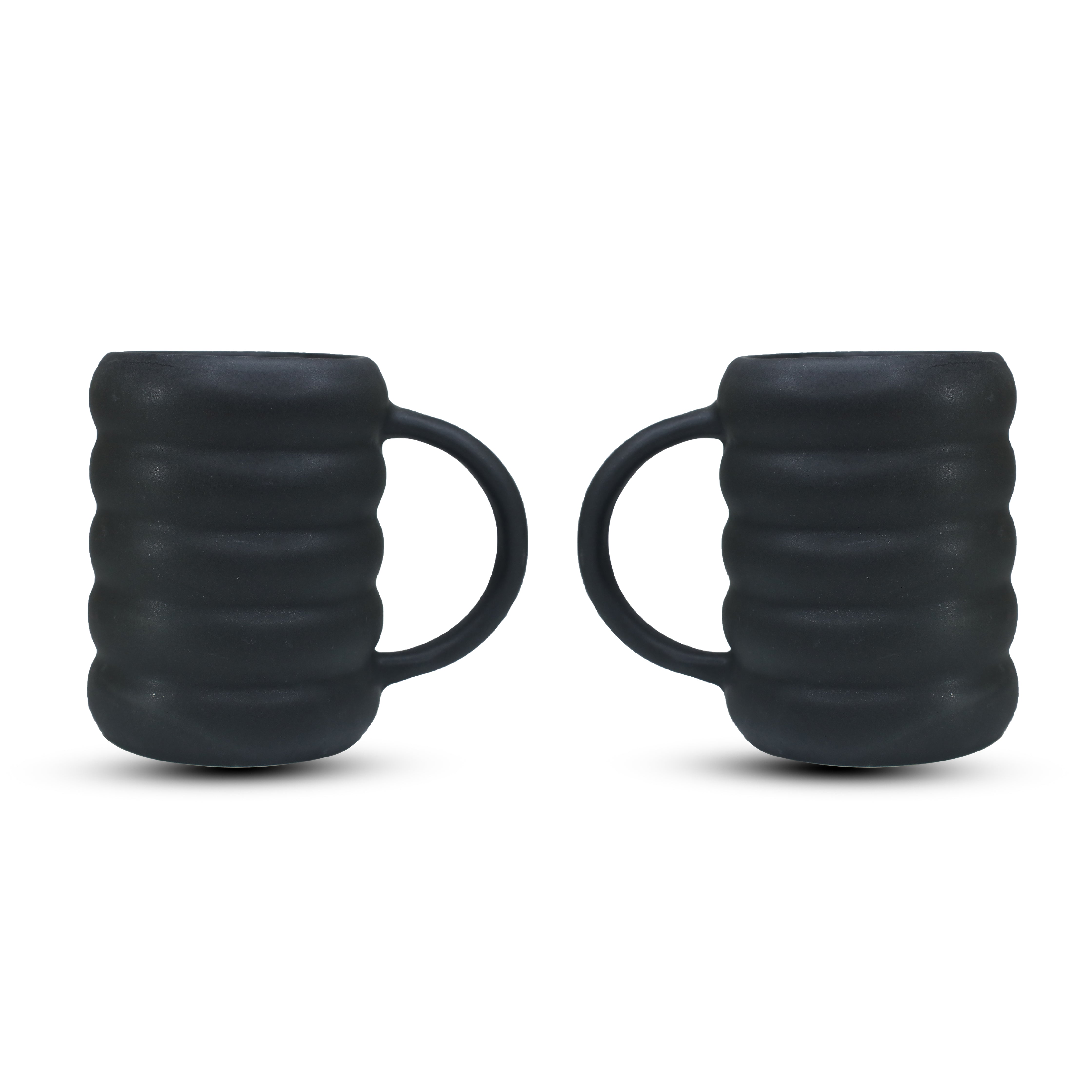 Large Capacity Ceramic Coffee Mug Black (Pack of 2)