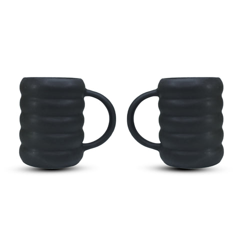 Large Capacity Ceramic Coffee Mug Black (Pack of 2)