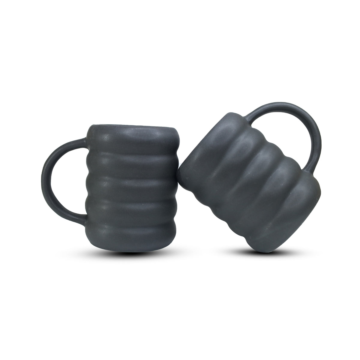 Large Capacity Ceramic Coffee Mug Black (Pack of 2)