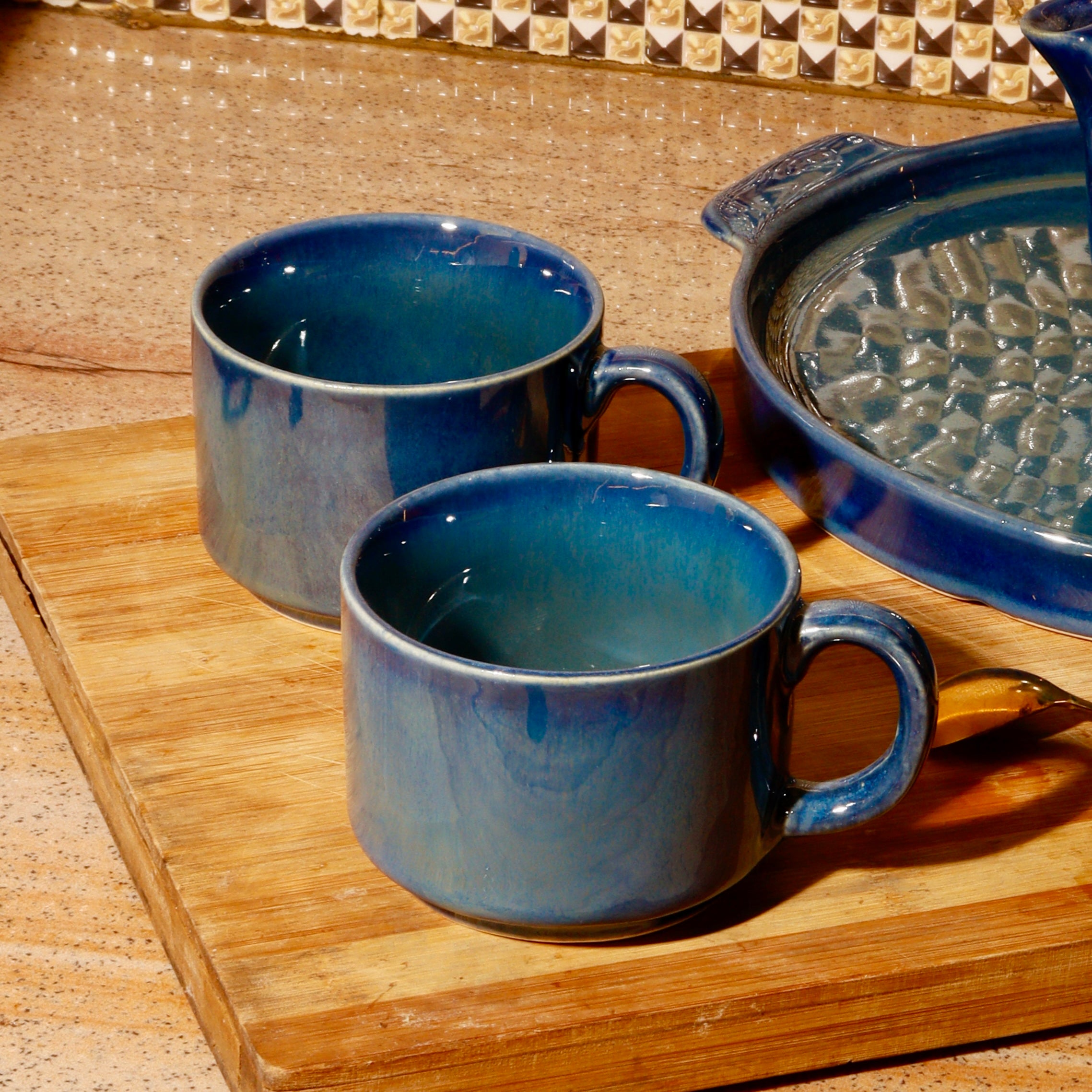 Ceramic Blue Morning Coffee Set