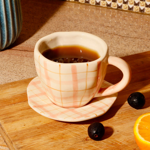 Soft Pink Handmade Mug & Saucer Set