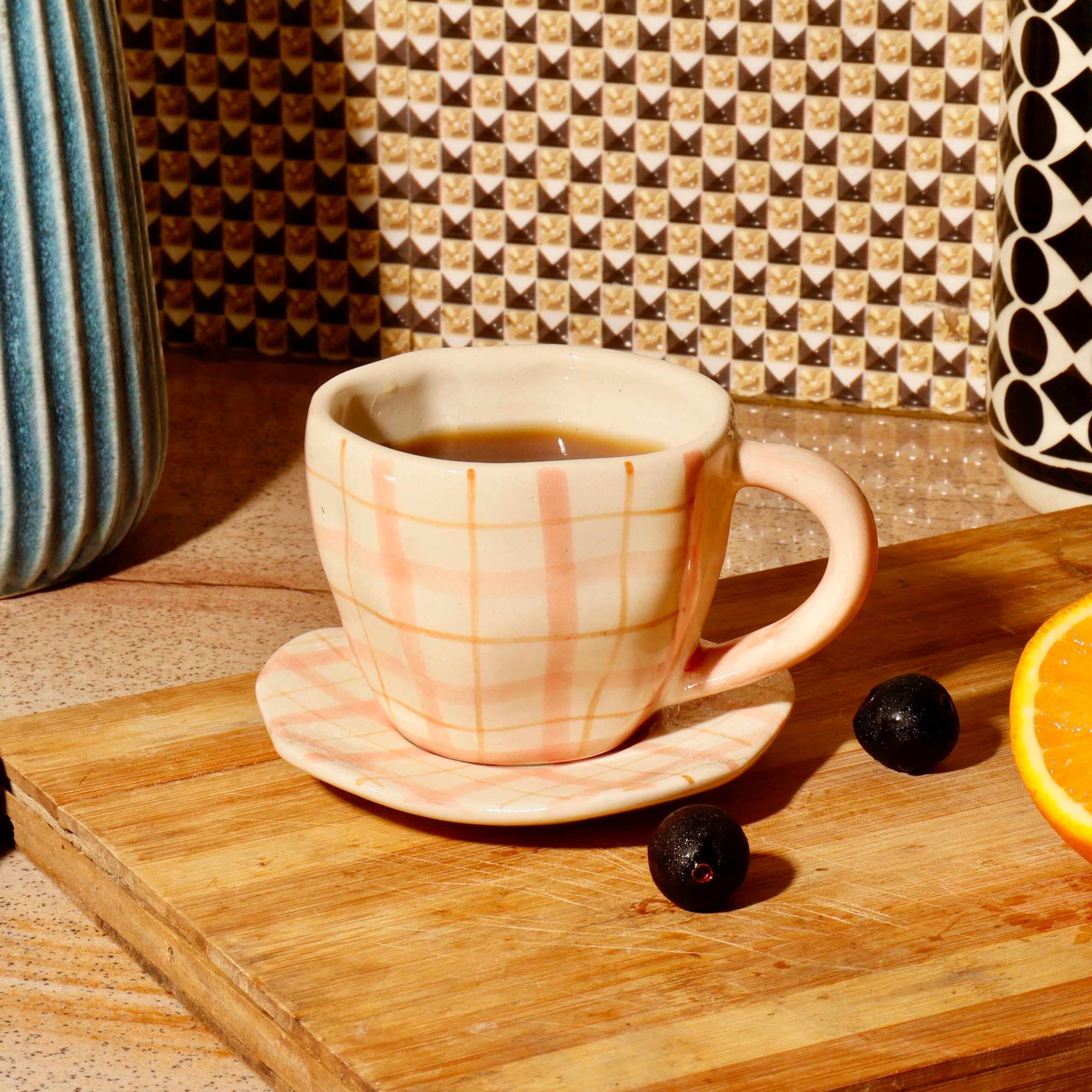 Soft Pink Handmade Mug & Saucer Set