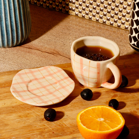 Soft Pink Handmade Mug & Saucer Set