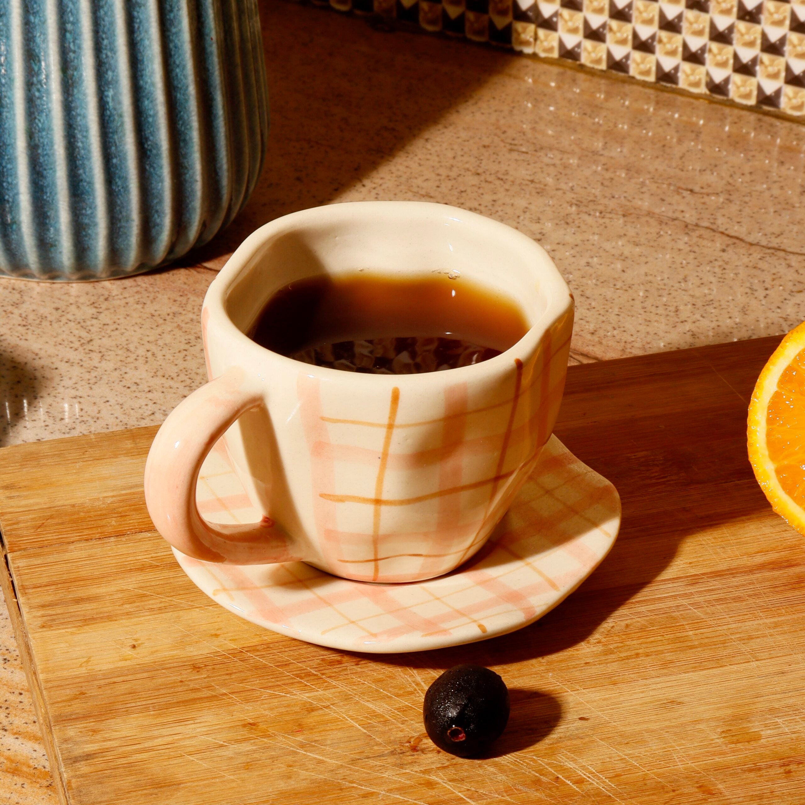 Soft Pink Handmade Mug & Saucer Set