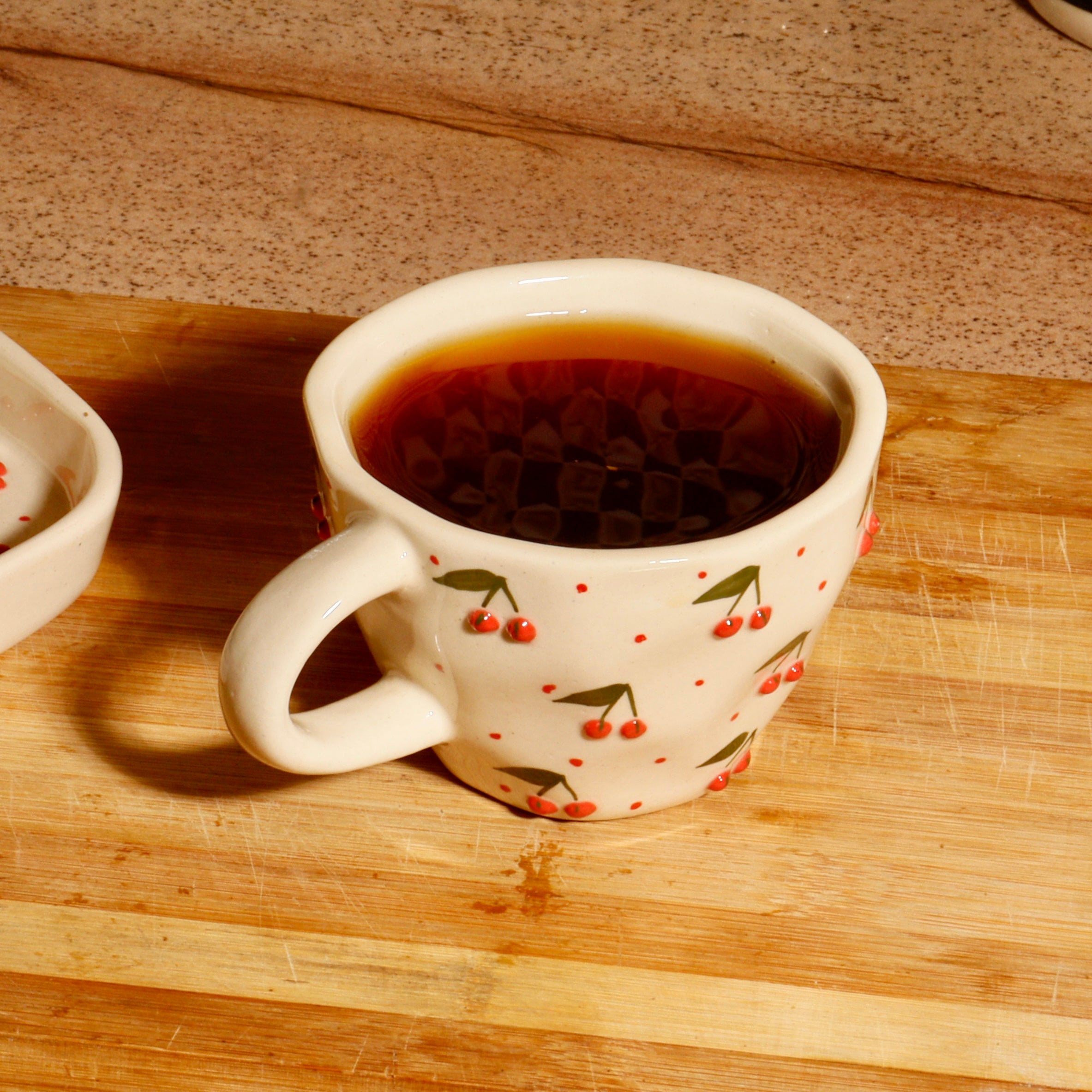 Handmade Red Cheery Mug & Saucer S