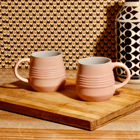 Handmade Pink Ceramic Mugs (Pack of 2)