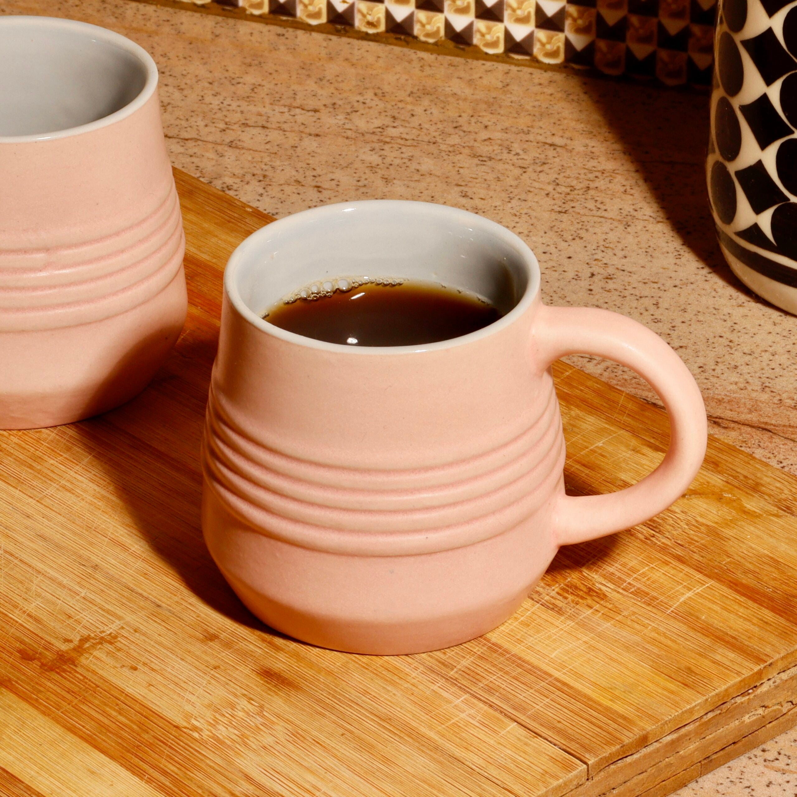 Handmade Pink Ceramic Mugs (Pack of 2)